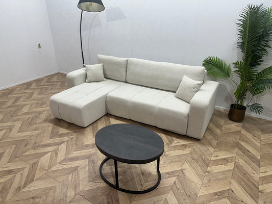 !Showroom Model! Crème Stoffen Hoekbank