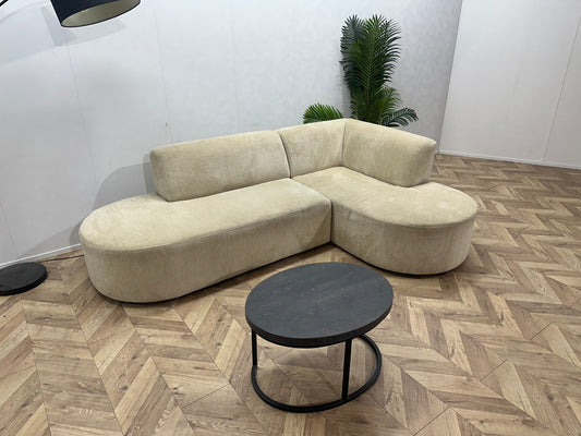 Beige Chenille Stof Design Hoekbank