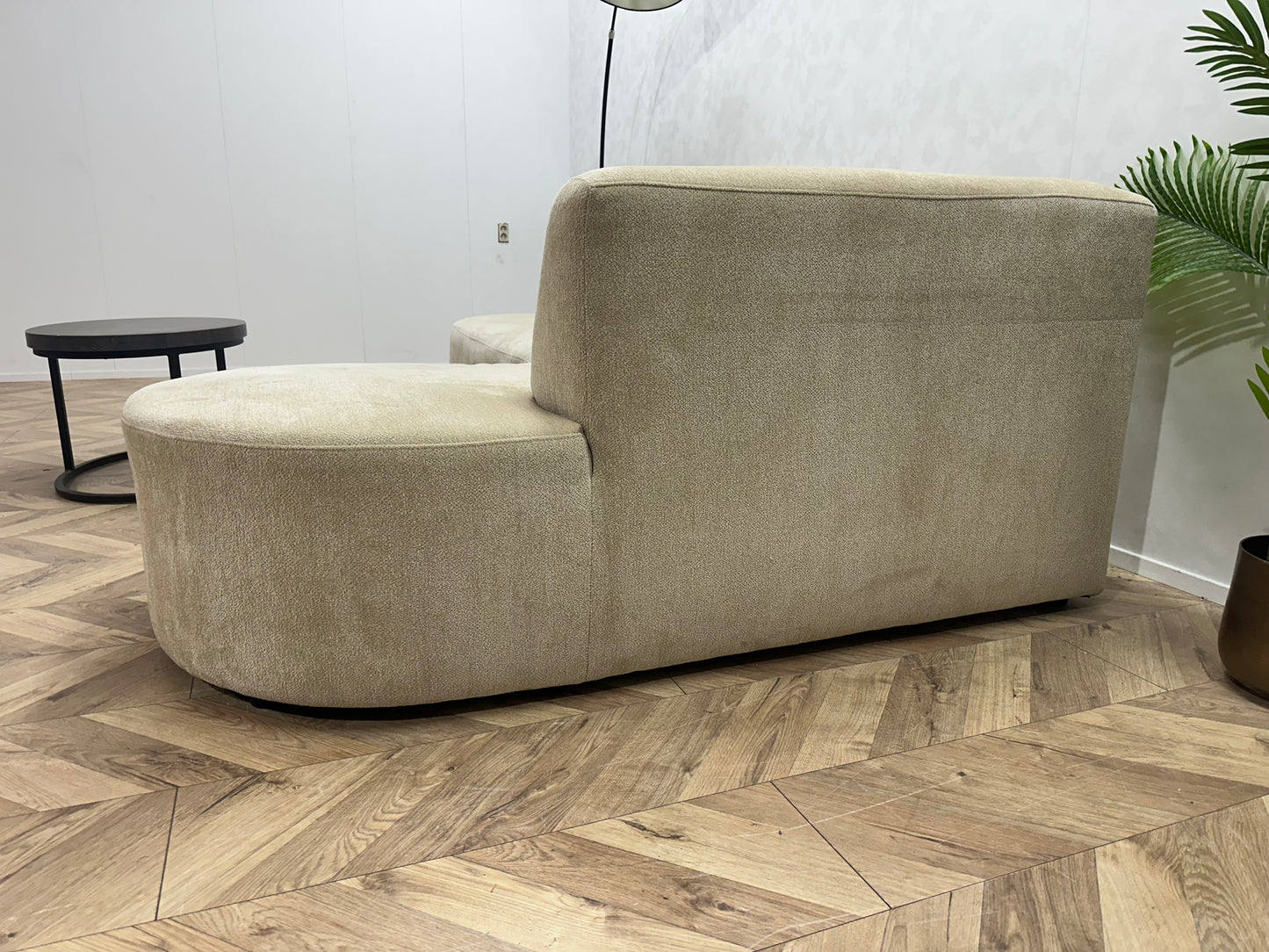 Beige Chenille Stof Design Hoekbank