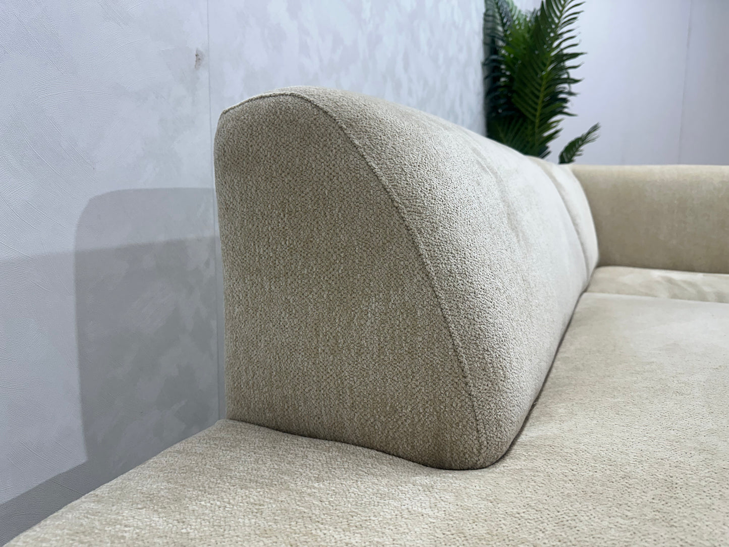 Beige Chenille Stof Design Hoekbank