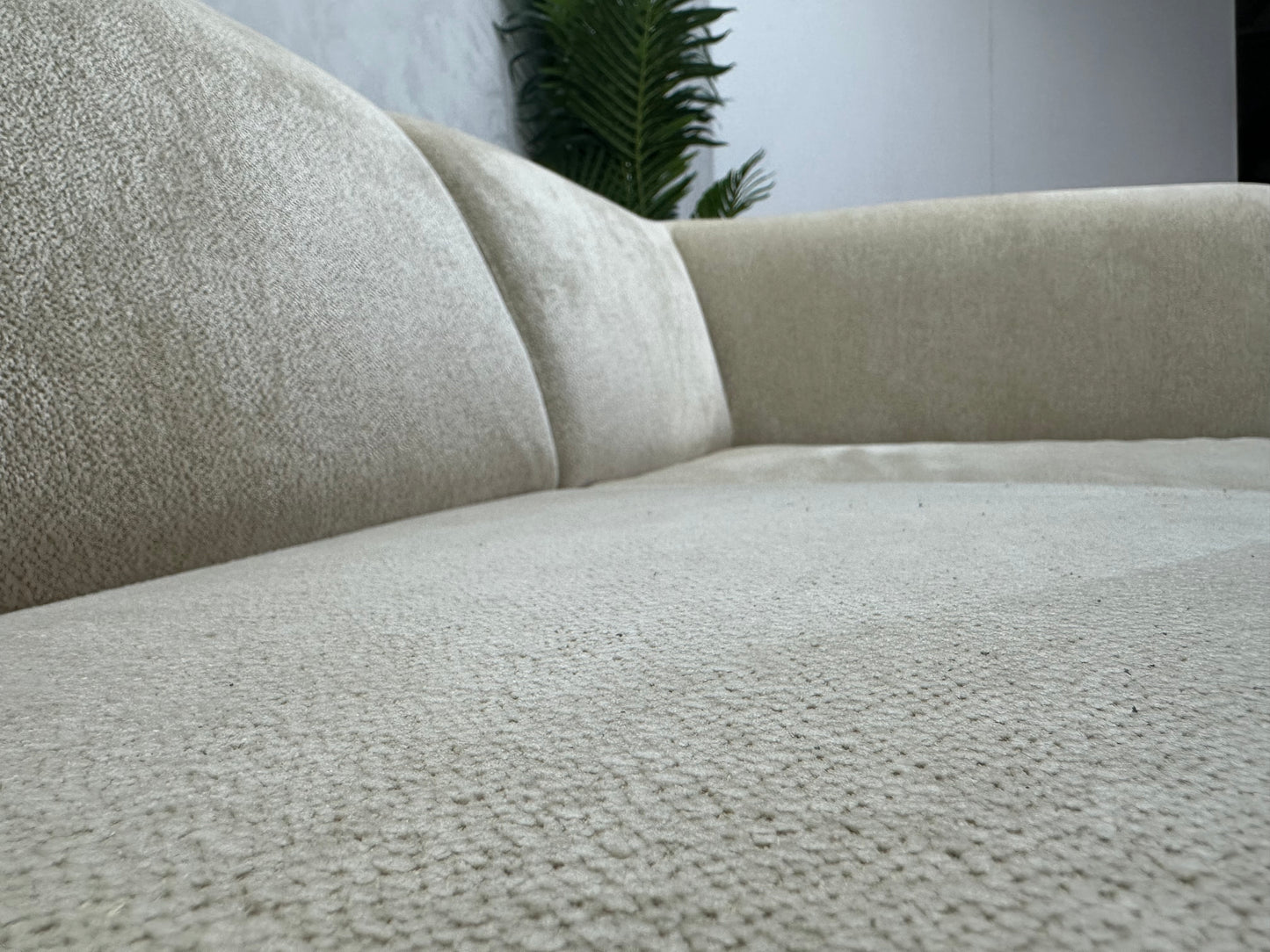 Beige Chenille Stof Design Hoekbank