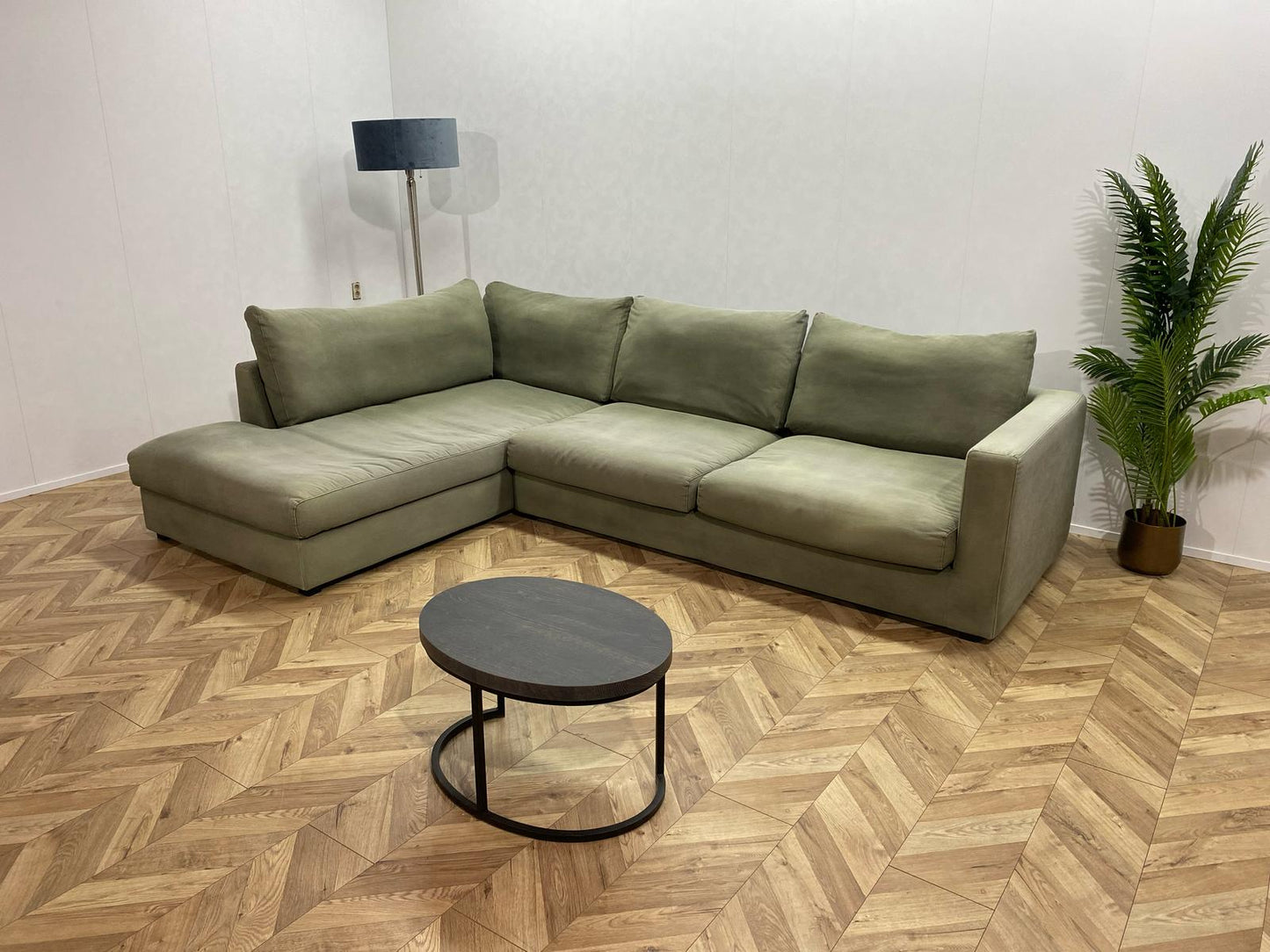 Lifestyle Licht Grijs/Groene Hoekbank ~ Losse Kussens Met Afneembare Hoezen