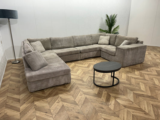 Beige Ribstof U Bank ~ Losse Kussens Met Afneembare Hoezen