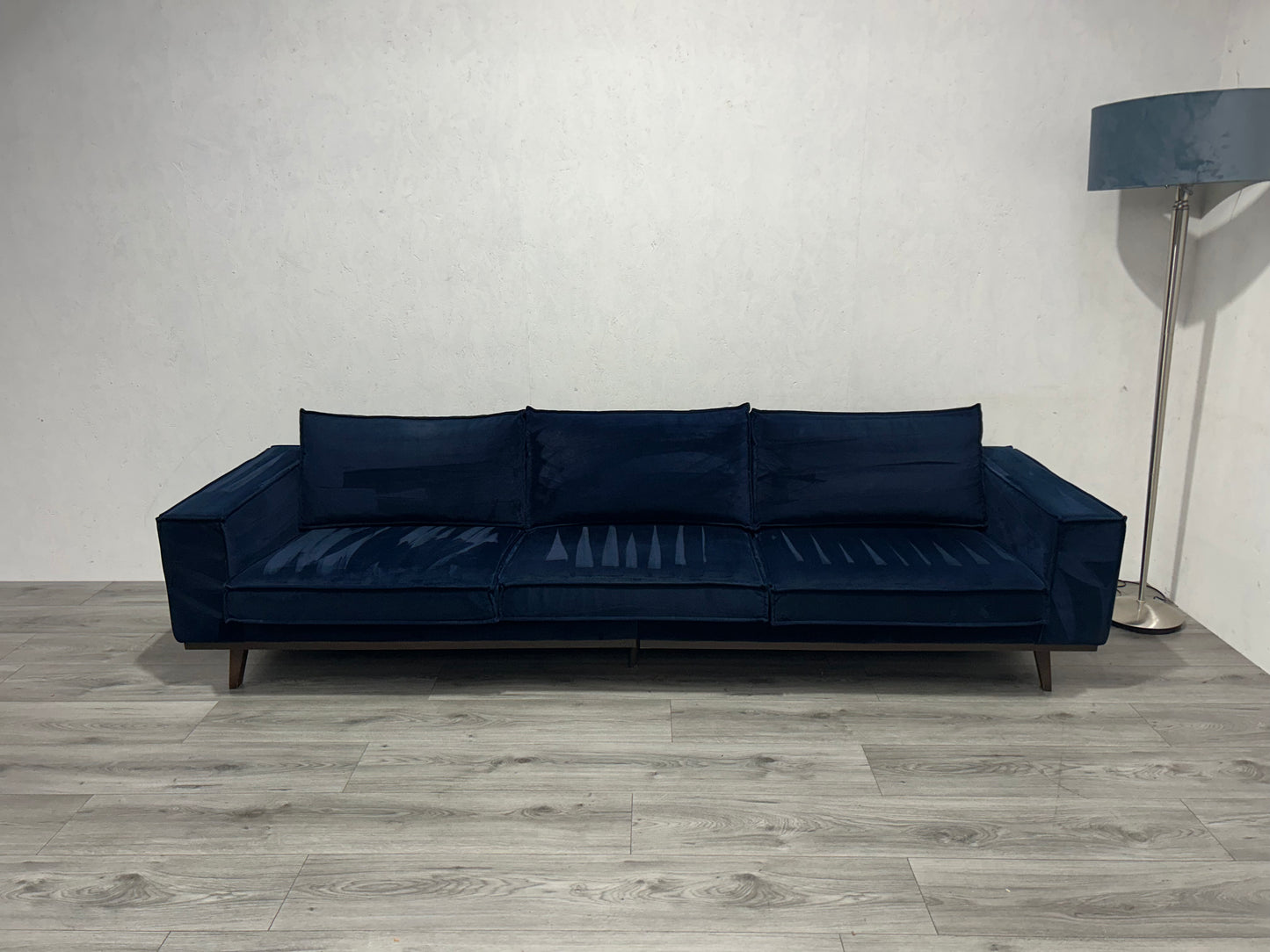 !Showroom Model! Velvet Donker Blauwe 3-Zits Bank