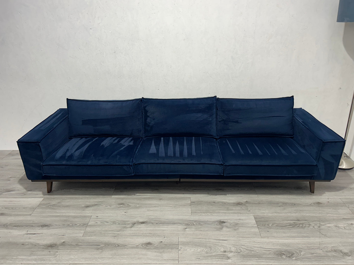 !Showroom Model! Velvet Donker Blauwe 3-Zits Bank