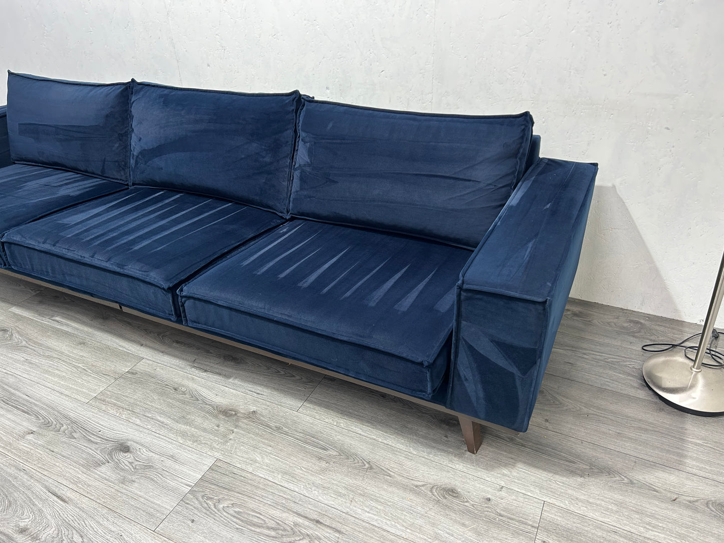 !Showroom Model! Velvet Donker Blauwe 3-Zits Bank