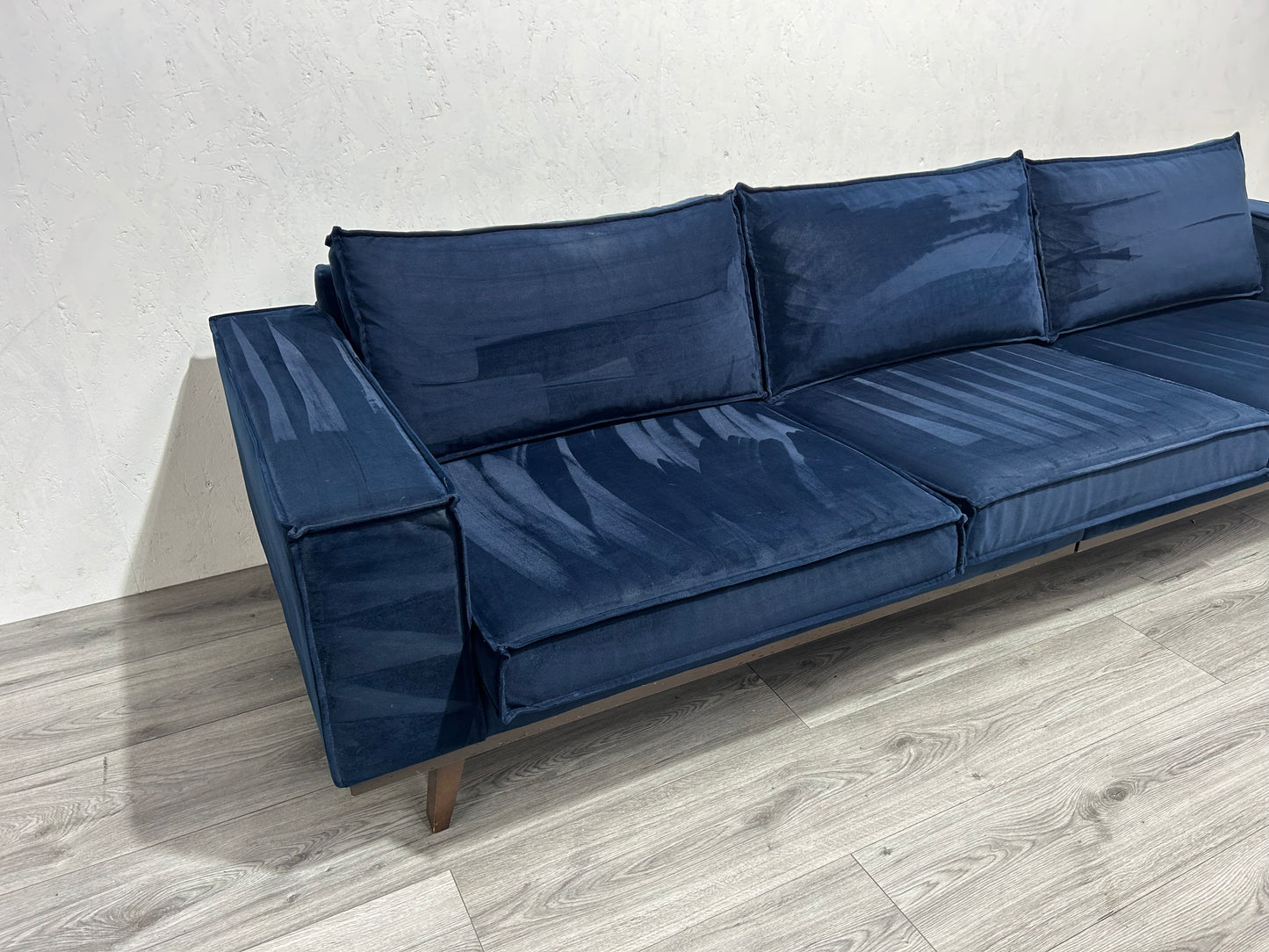 !Showroom Model! Velvet Donker Blauwe 3-Zits Bank