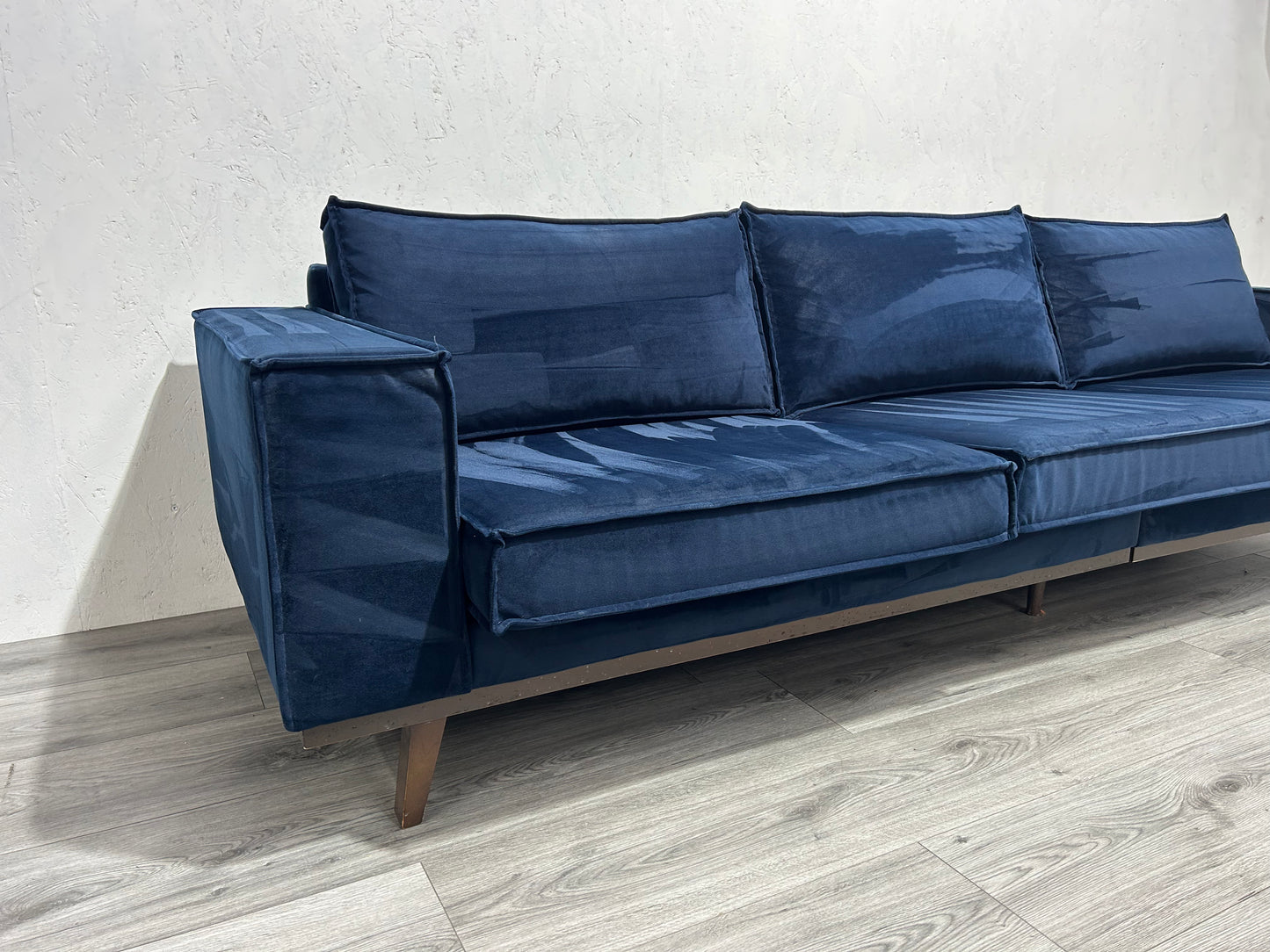 !Showroom Model! Velvet Donker Blauwe 3-Zits Bank